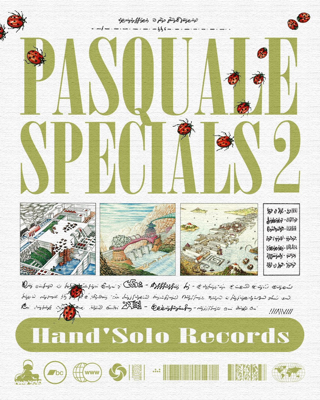 Pasquale Specials 2 — cityscape maze illustration, album art for Hand’Solo Records by James Marshel